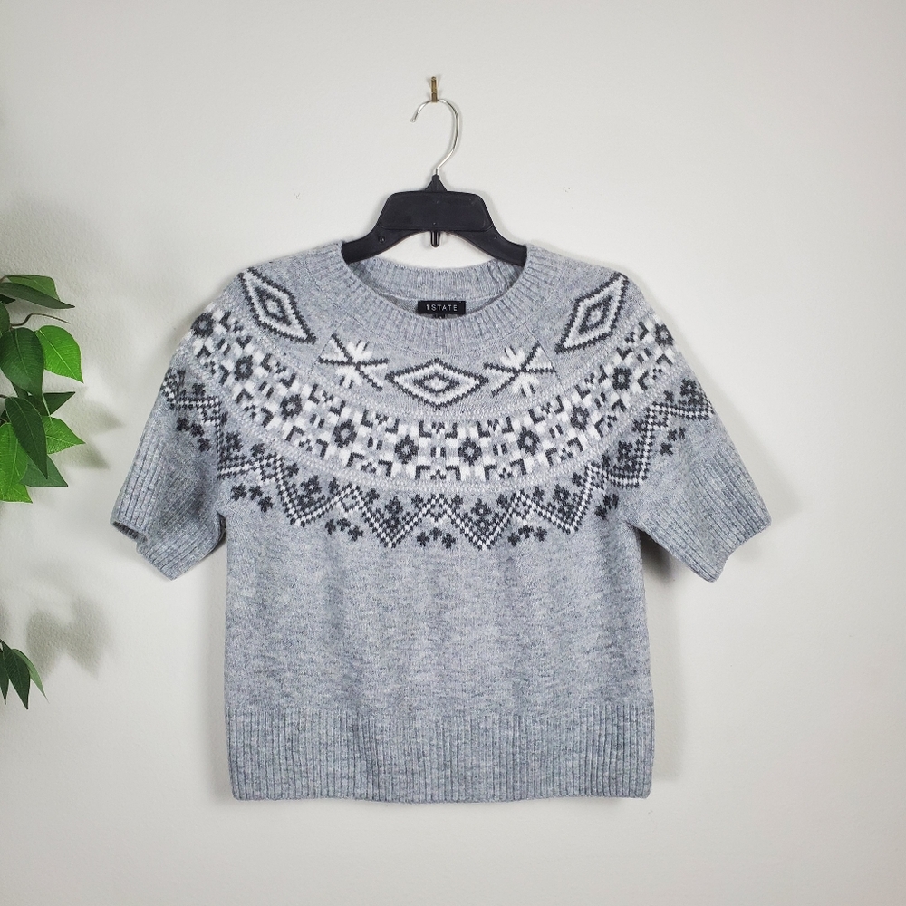 CeCe Women's Fair Isle Crewneck Sweater Top Small